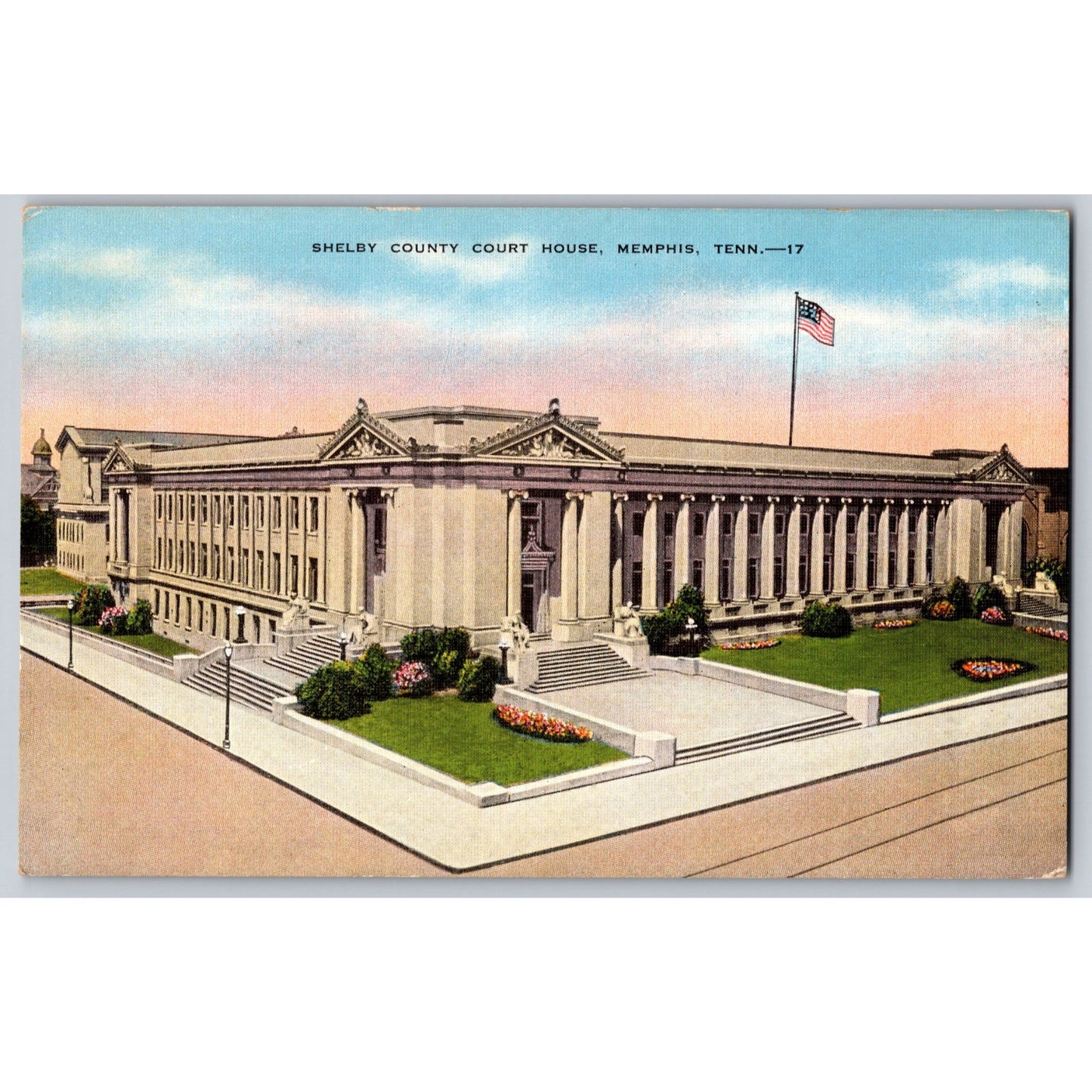 Memphis TN Tennessee Shelby County Courthouse 1930s Linen Postcard Unused