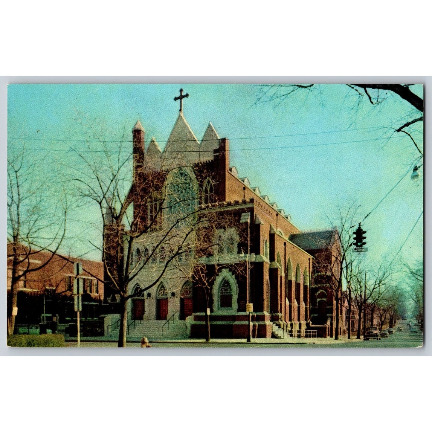 Poughkeepsie NY New York St Marys Roman Catholic Church Chrome Postcard