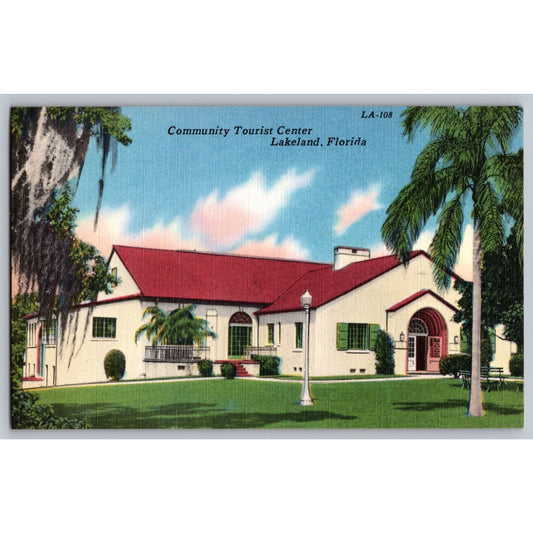 Lakeland FL Florida Community Tourist Center Unused Postcard Linen