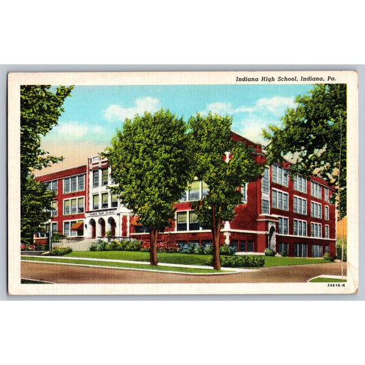 Postcard PA Pennsylvania Indiana High School Postcard White Border Curt Teich