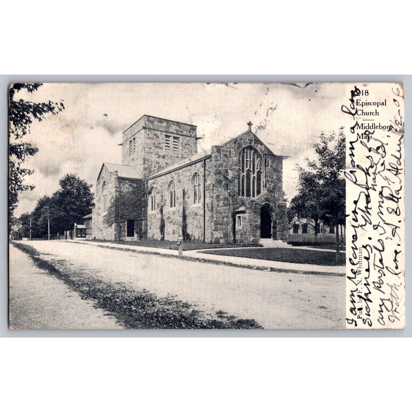 Middleboro MA Massachusetts Episcopal Church 1906 Undivided Back Postcard Used