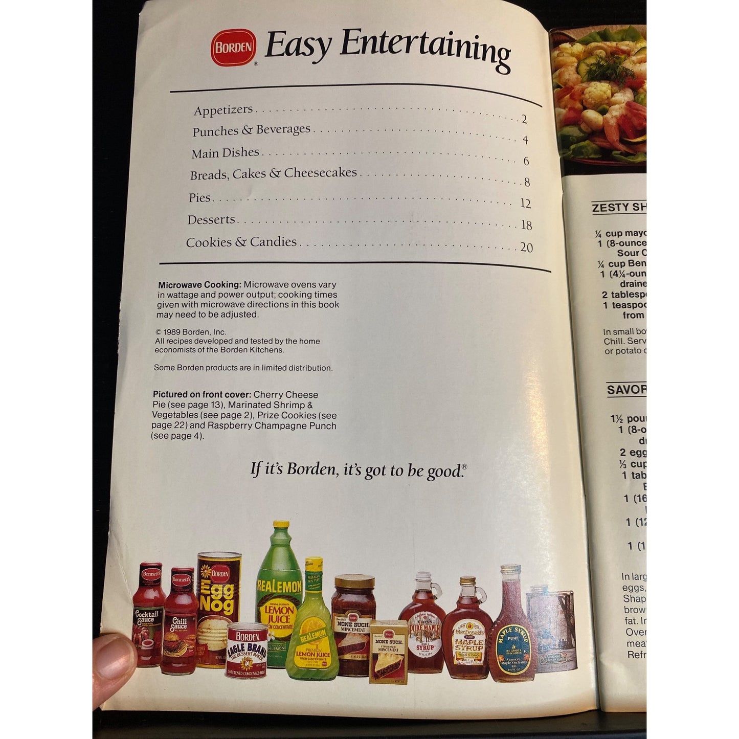 Borden Easy Entertaining Recipe Book 1989 Vintage Cookbook Booklet