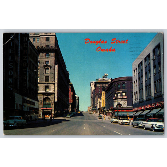 Omaha NE Nebraska Douglas Street 1965 Chrome Postcard Used