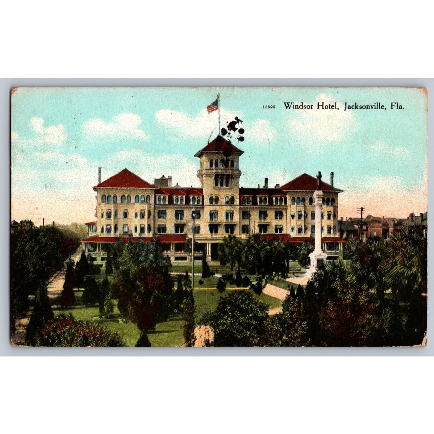 Jacksonville FL Florida Windsor Hotel 1909 Divided Back Postcard Used
