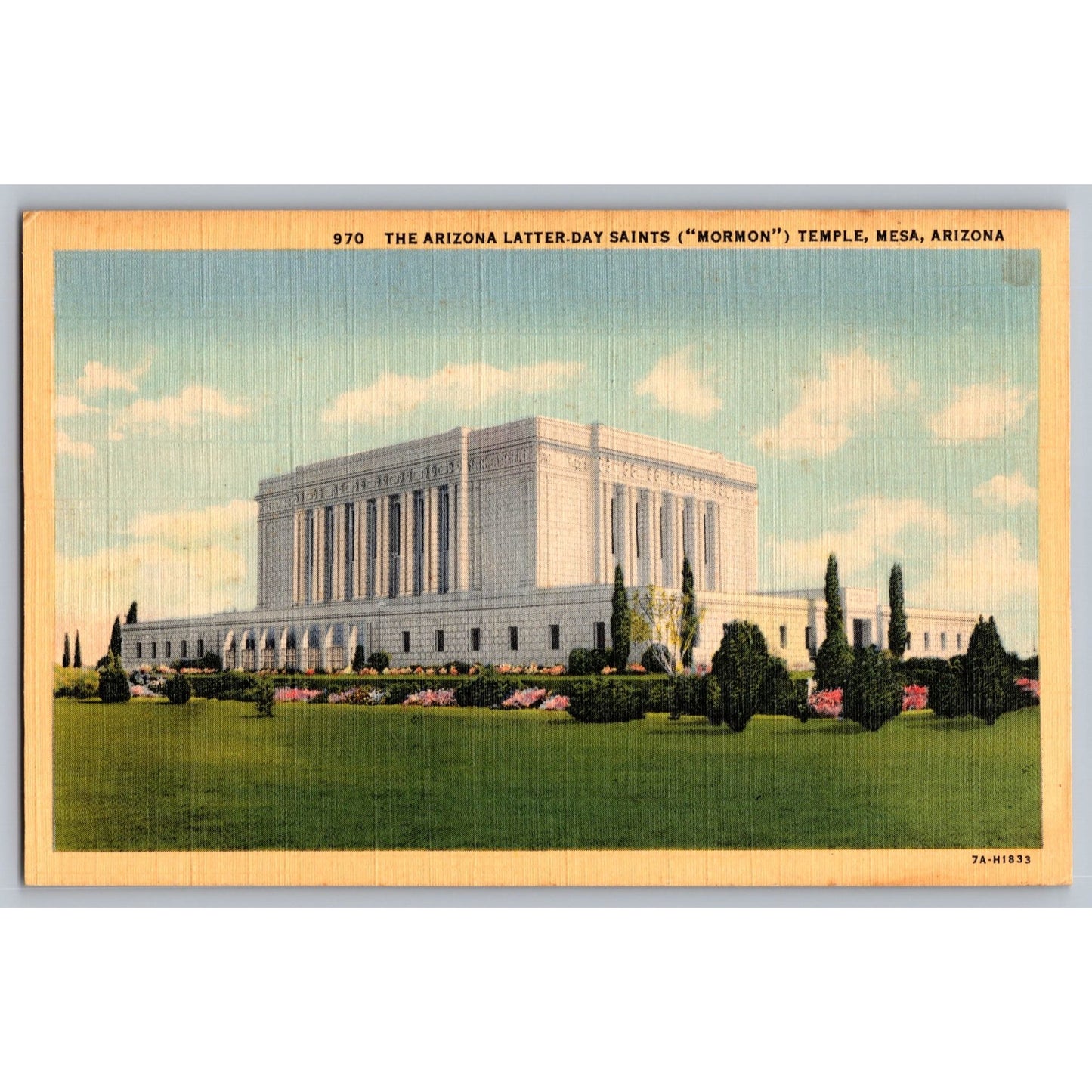 Postcard AZ Arizona Mesa Latter-Day Saints Mormon Temple White Border Unused