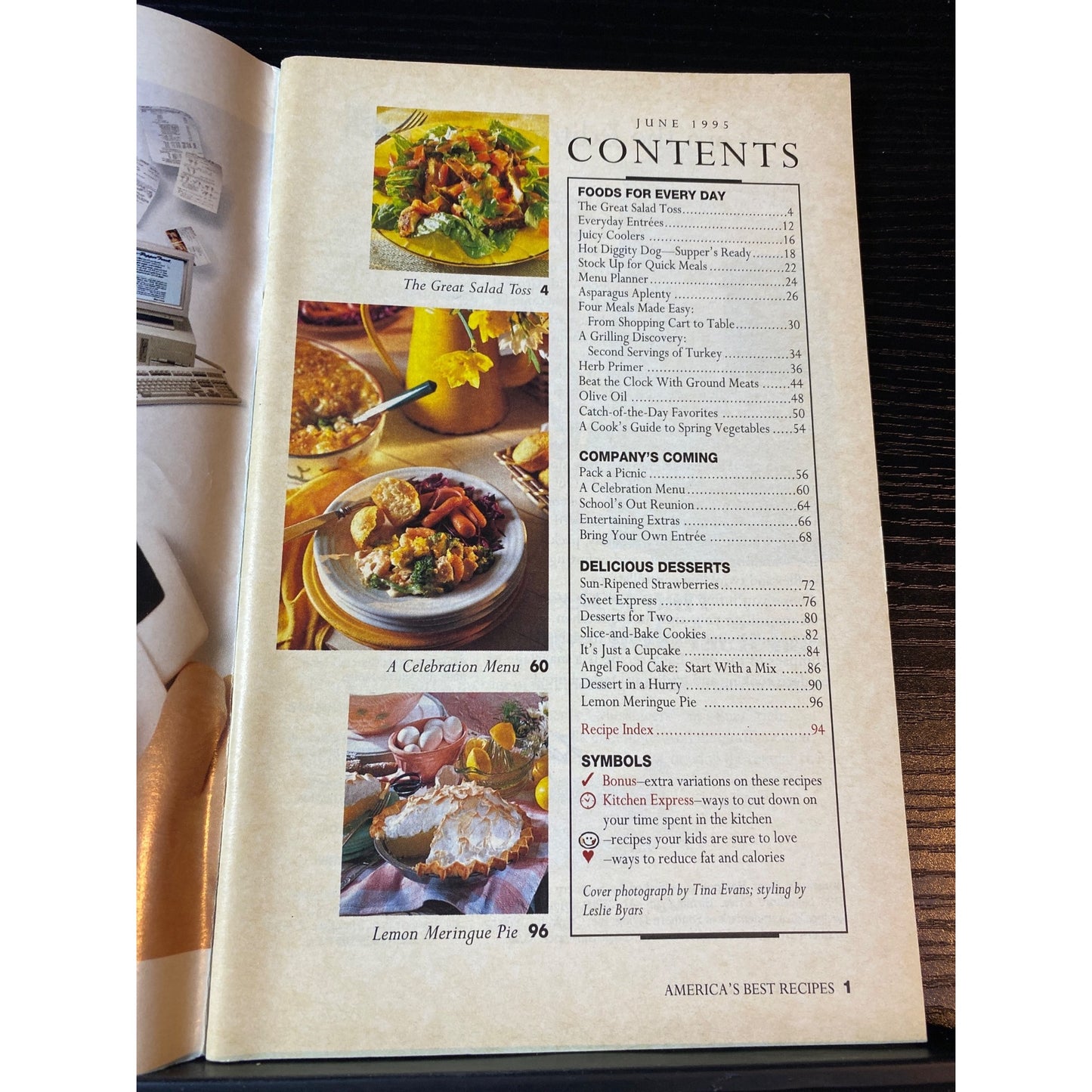 Americas Best Recipes Cookbook Booklet 1995 Main Dishes Salads Desserts