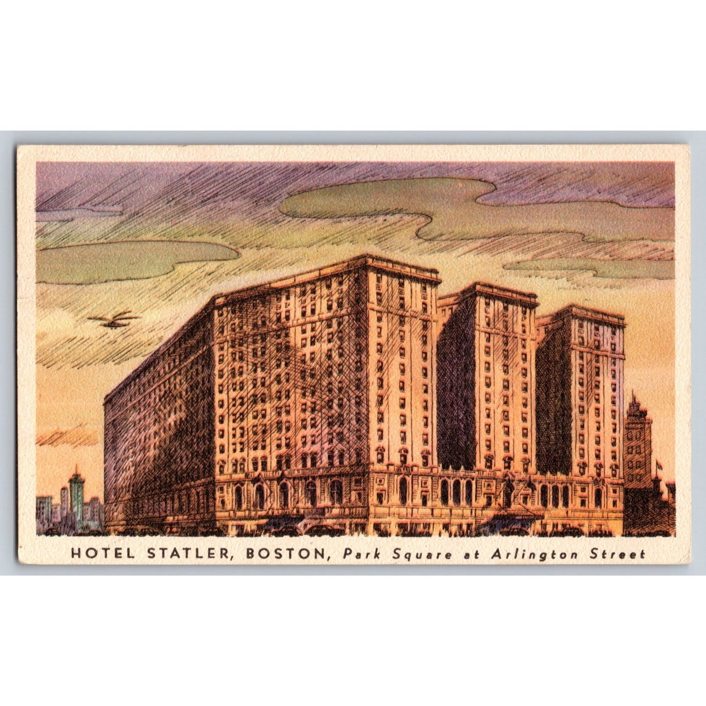 Boston MA Massachusetts Hotel Statler Park Square 1948 Postcard Used