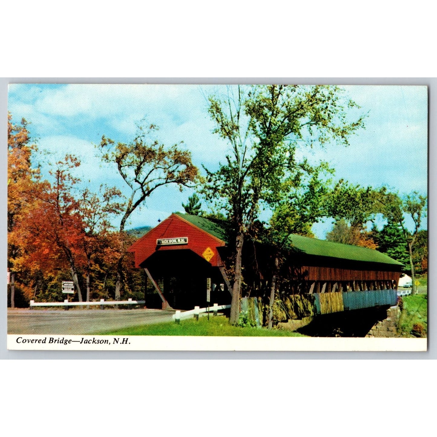 Jackson NH New Hampshire Covered Bridge Chrome Postcard Unused Bromley