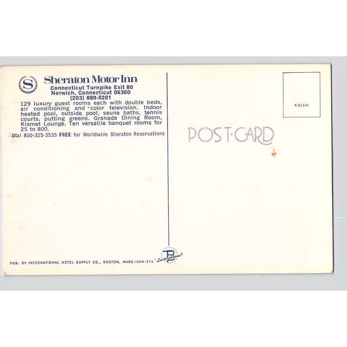 Norwich CT Connecticut Sheraton Motor Inn Chrome Postcard Unused