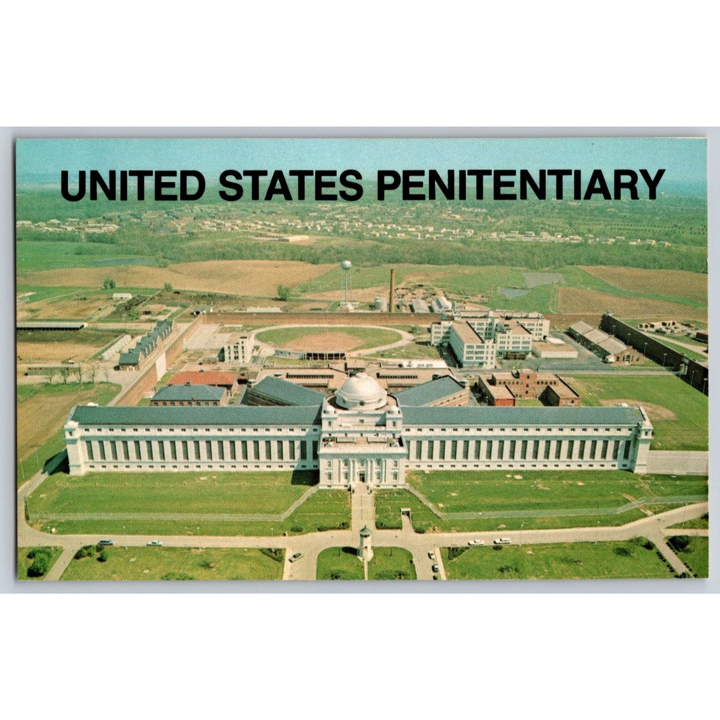 Leavenworth KS Kansas United States Penitentiary Aerial View Chrome Postcard