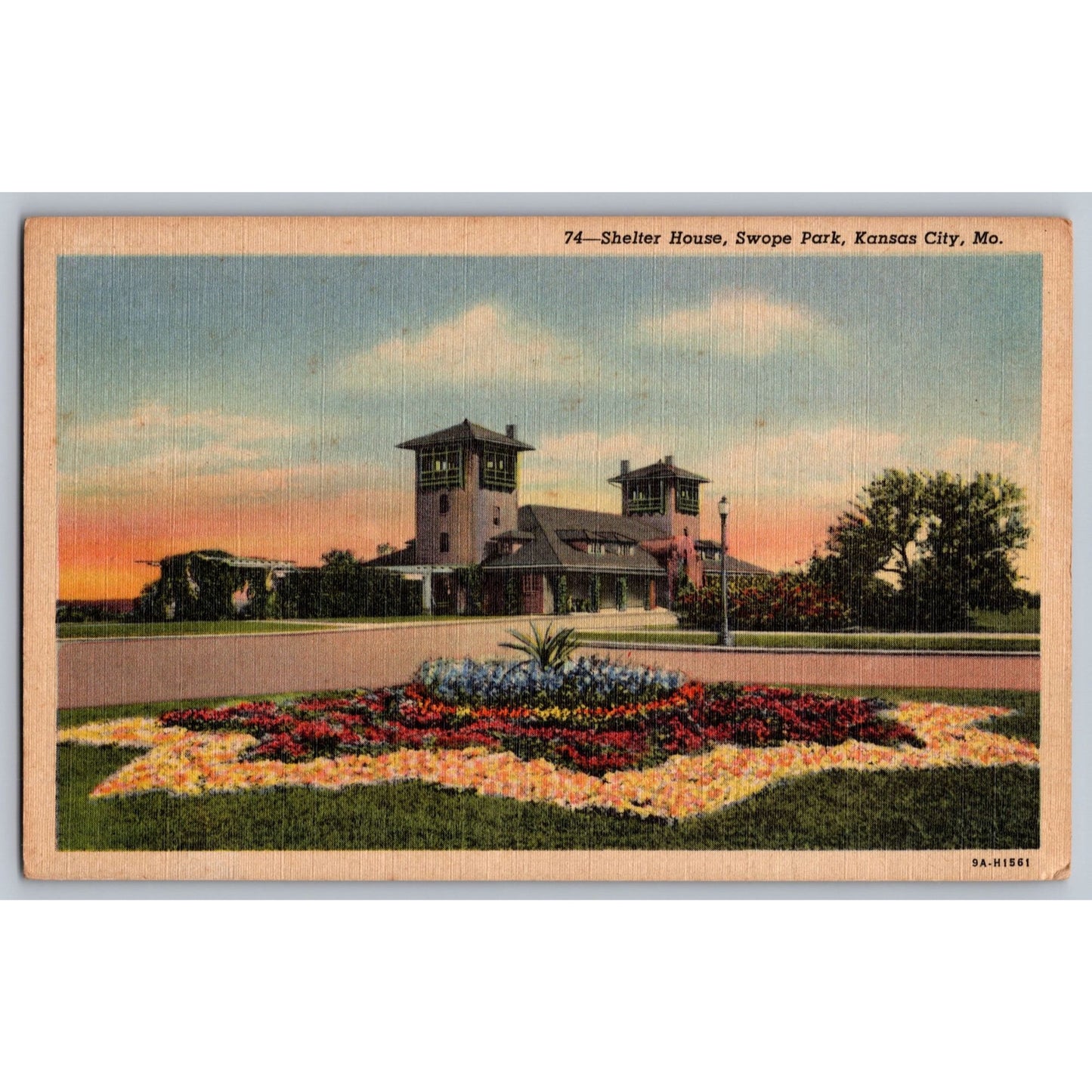Kansas City MO Missouri Shelter House Swope Park White Border Postcard Unused