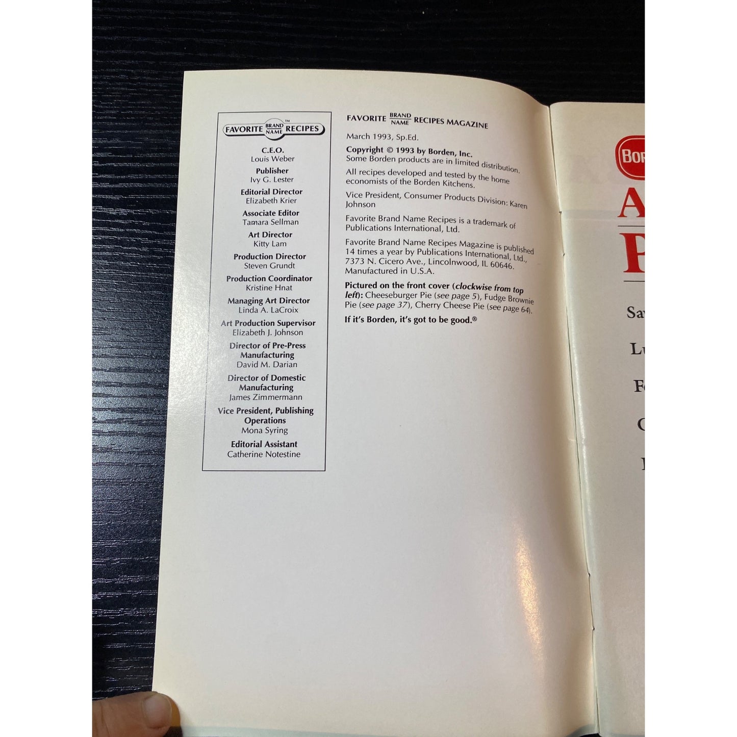 Favorite Name Brand Recipes Mar 1993 Borden Great American Pies Cookbook Booklet