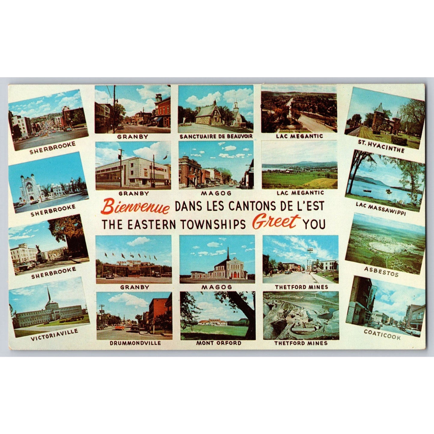 Quebec Canada Les Canton De L'est Eastern Townships Multiview 1950s Postcard