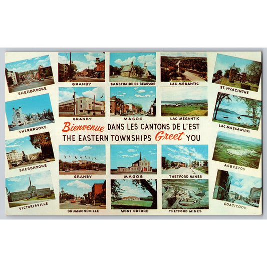 Quebec Canada Les Canton De L'est Eastern Townships Multiview 1950s Postcard