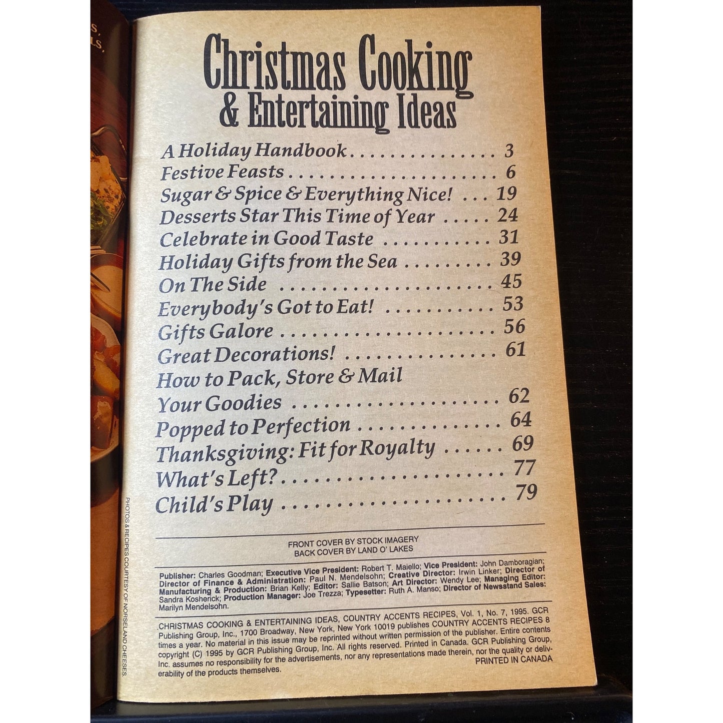 Christmas Cooking & Entertaining Ideas Magazine No. 7 1995 Holiday Recipes & Tips