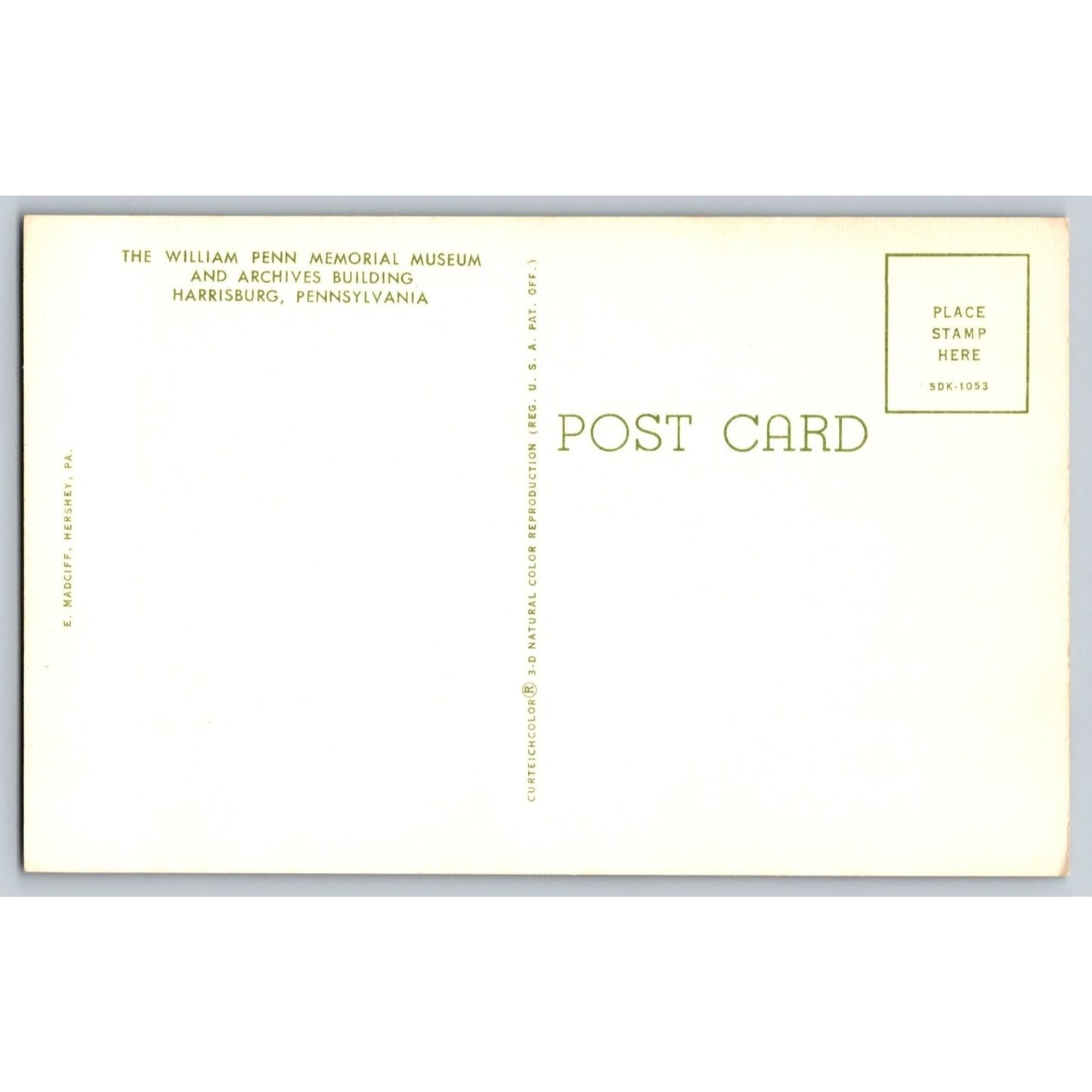 Harrison PA Pennsylvania William Penn Memorial Museum Curt Teich Postcard