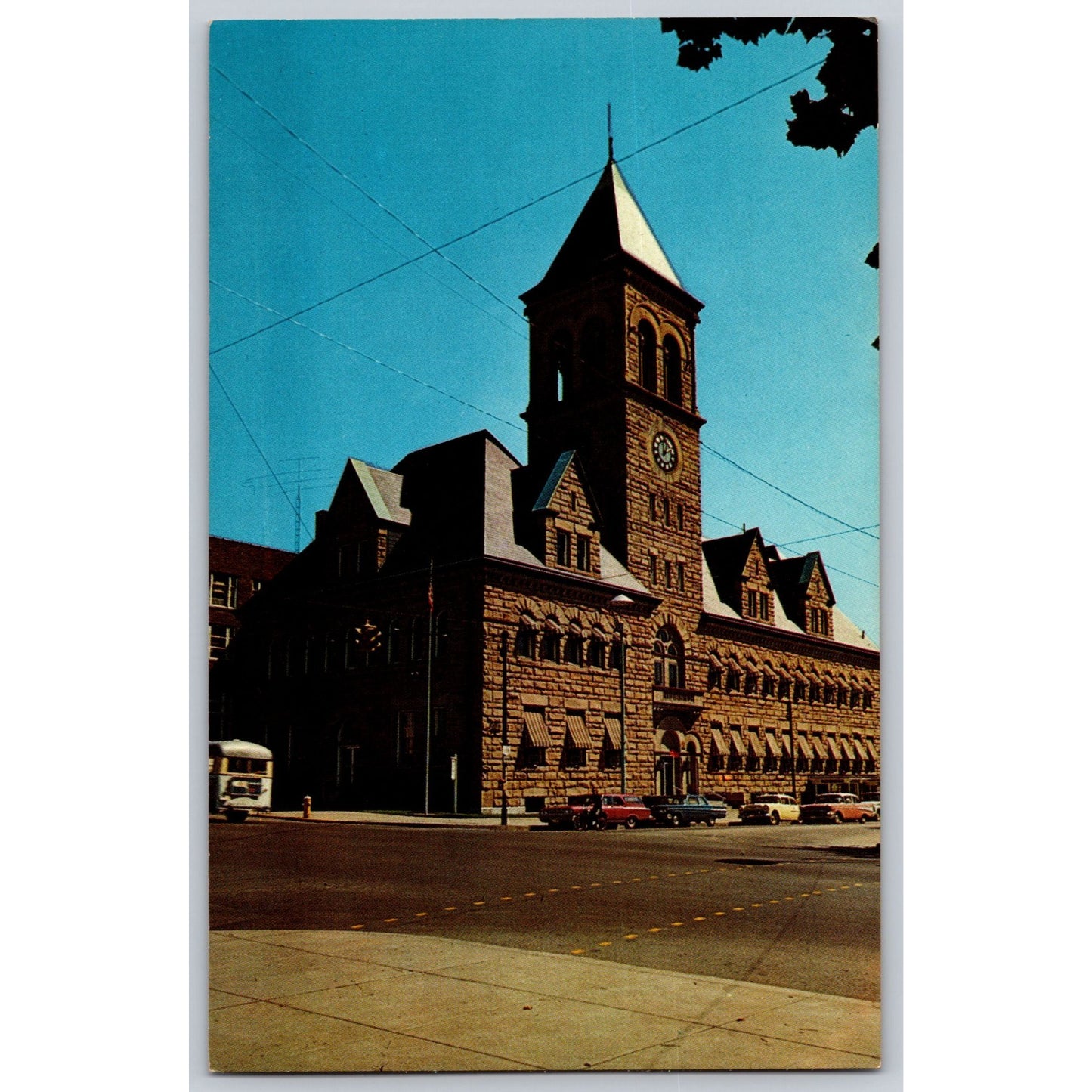 Lancaster OH Ohio City Hall Chrome Postcard 1960s Unused Hivnor Card Co