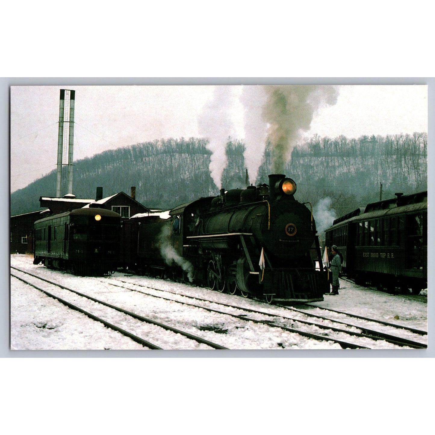 East Broad Top Railroad Locomotive #17 & Gas-Electric Car #M-1 Postcard