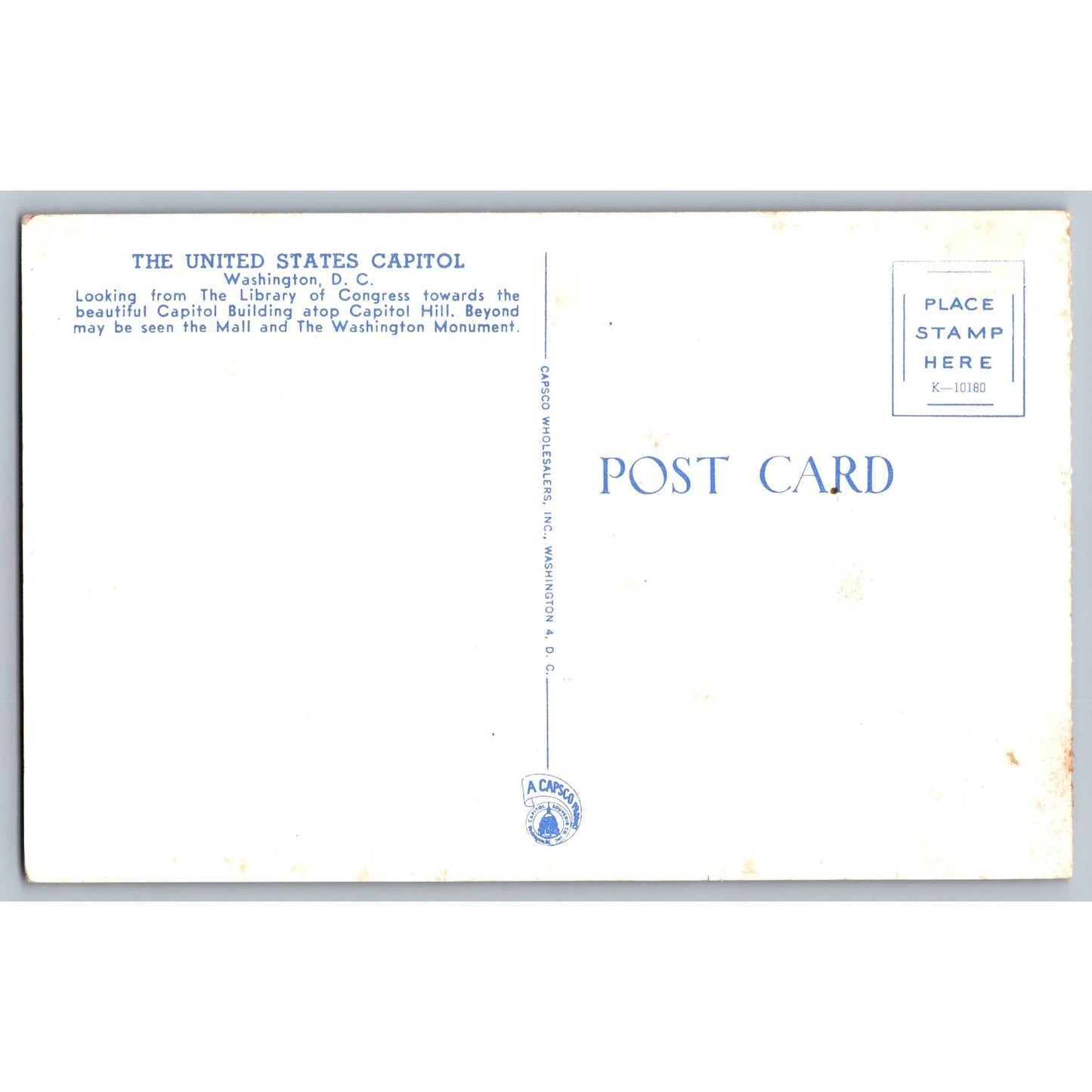 Washington DC Nation's Capitol Building Chrome Postcard Unused Capsco